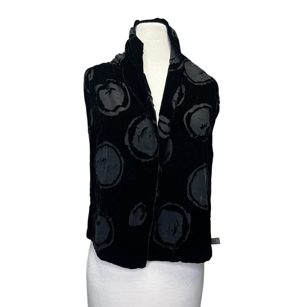 VTG Banana Republic Burnout Velvet Scarf Black‎ 90s Womens Silk Blend Circles